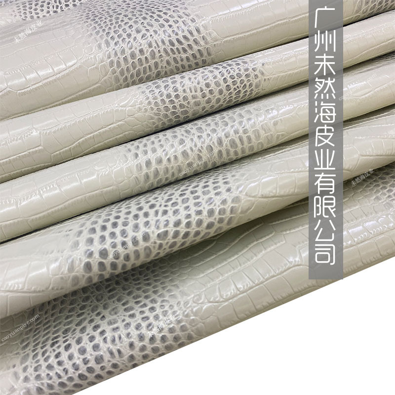 喜马拉雅白鳄鱼纹双色牛皮箱包皮具手机壳用真皮