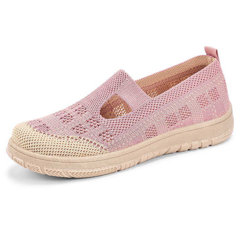 Zapatos de mujer nuevos zapatos casuales de todo fósforo de verano zapatos individuales voladores tejidos transpirables zapatos de madre cómodos de suela suave zapatos simples mujeres