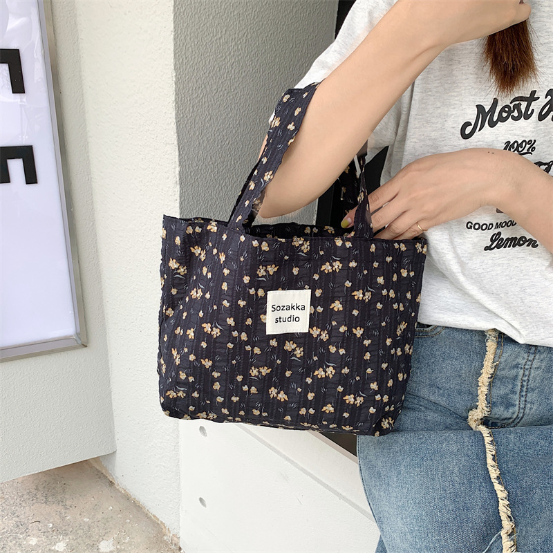 36251 Vintage floral canvas cosmetic bag, large-capacity handbag, women's single-shoulder crossbody bag, tote bag, underarm bag undefined