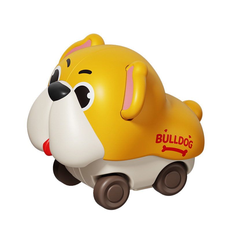 Exportación transfronteriza de dibujos animados para niños con forma de coches de inercia de compresión conejo cerdo perro león animal coche de juguete
