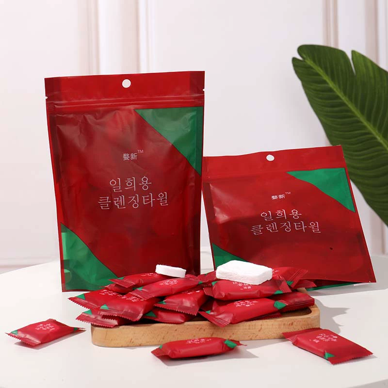 Сжатое полотенце Чистый хлопок Дорожная упаковка Утолщенное маленькое квадратное полотенце Портативное очищающее полотенце для конфет Сжатое одноразовое полотенце для мытья лица