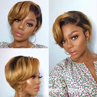 Former lace real Hair T Part Pixie Cut Wig Human Hair Short Bob Wig