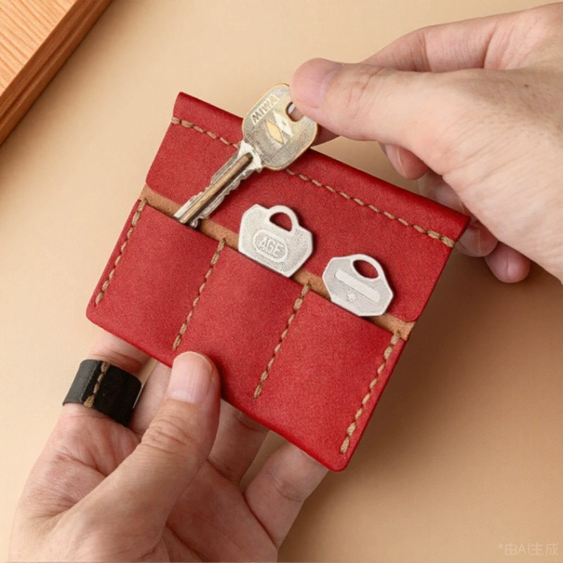Креативная бытовая кожаная косметичка с 3 отверстиями для ключей, модная портативная многофункциональная ультратонкая косметичка для камеры SD-карты
