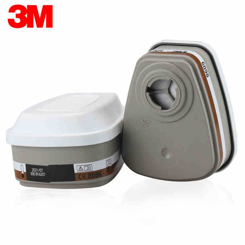 3M活性炭滤毒盒6098 防甲醇二氯乙烷三氯甲烷过滤盒防护面罩滤芯