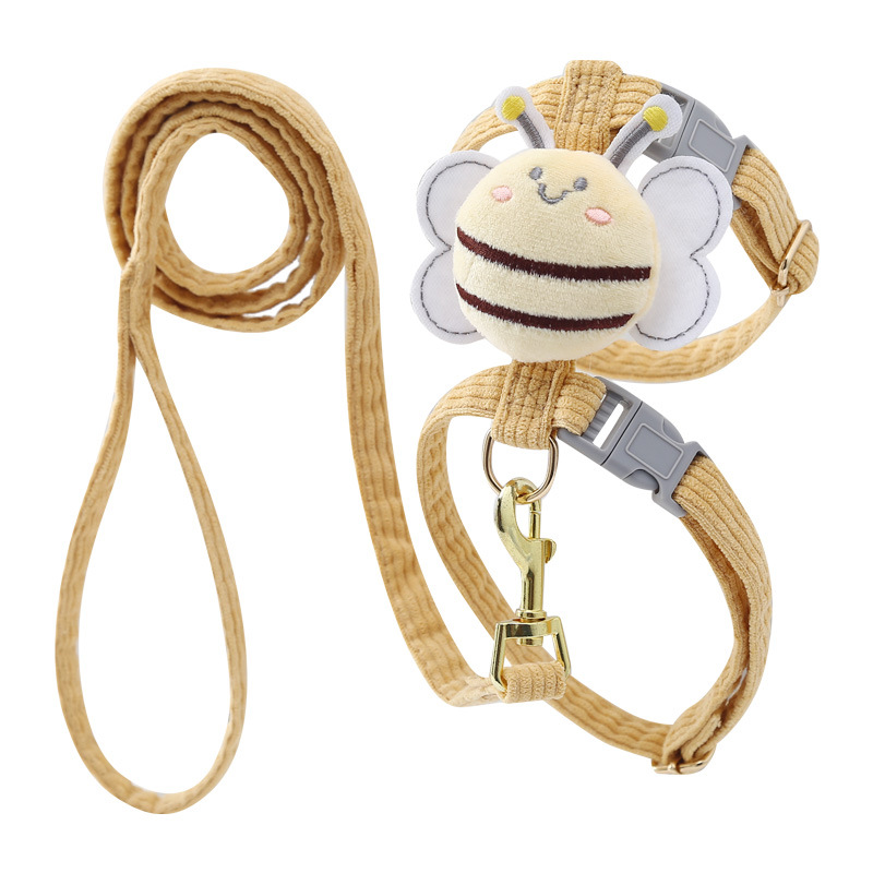 Suministros para mascotas Amazon nueva abeja pecho espalda gato tracción cuerda en forma de I anti-rotura ajustable gato caminando cuerda