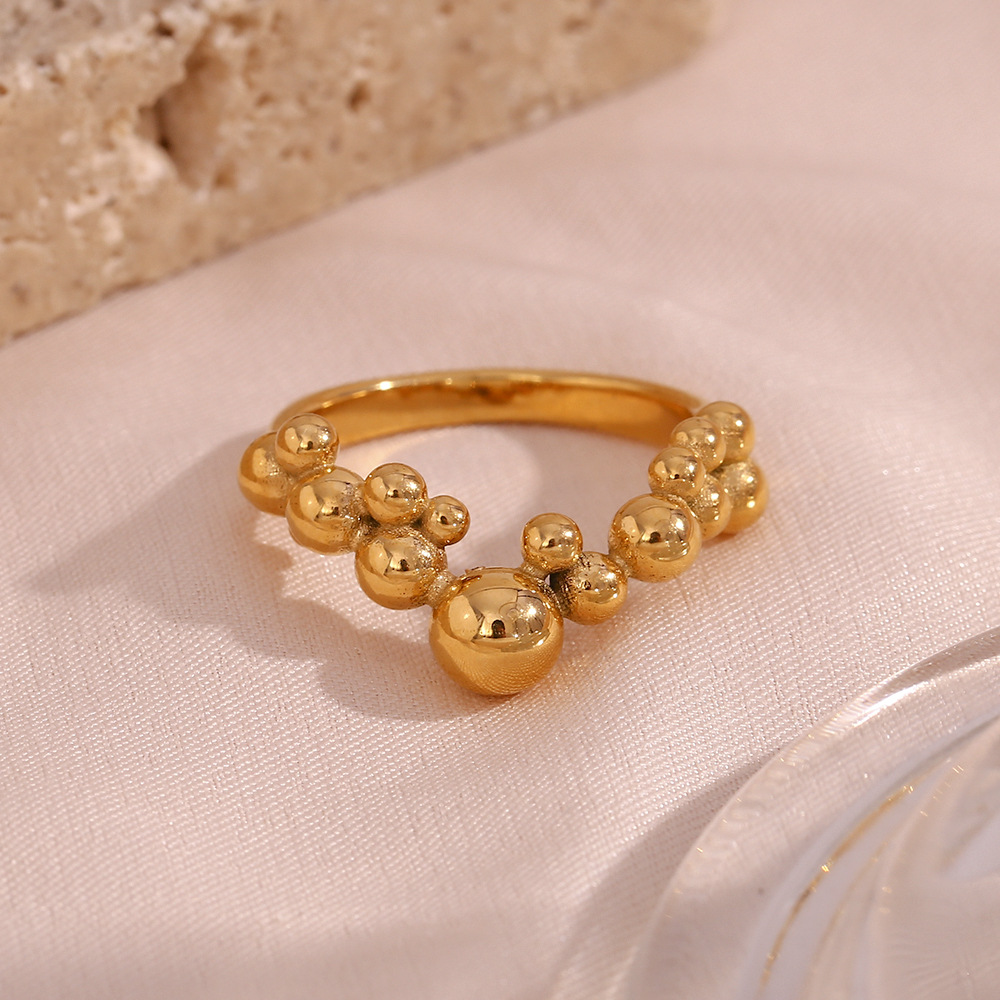 V-shaped Beads Stainless Steel Ring