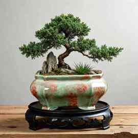 禅意四方陶瓷盆景盆窑变色彩设计室内绿植假山造景土培有孔花盆