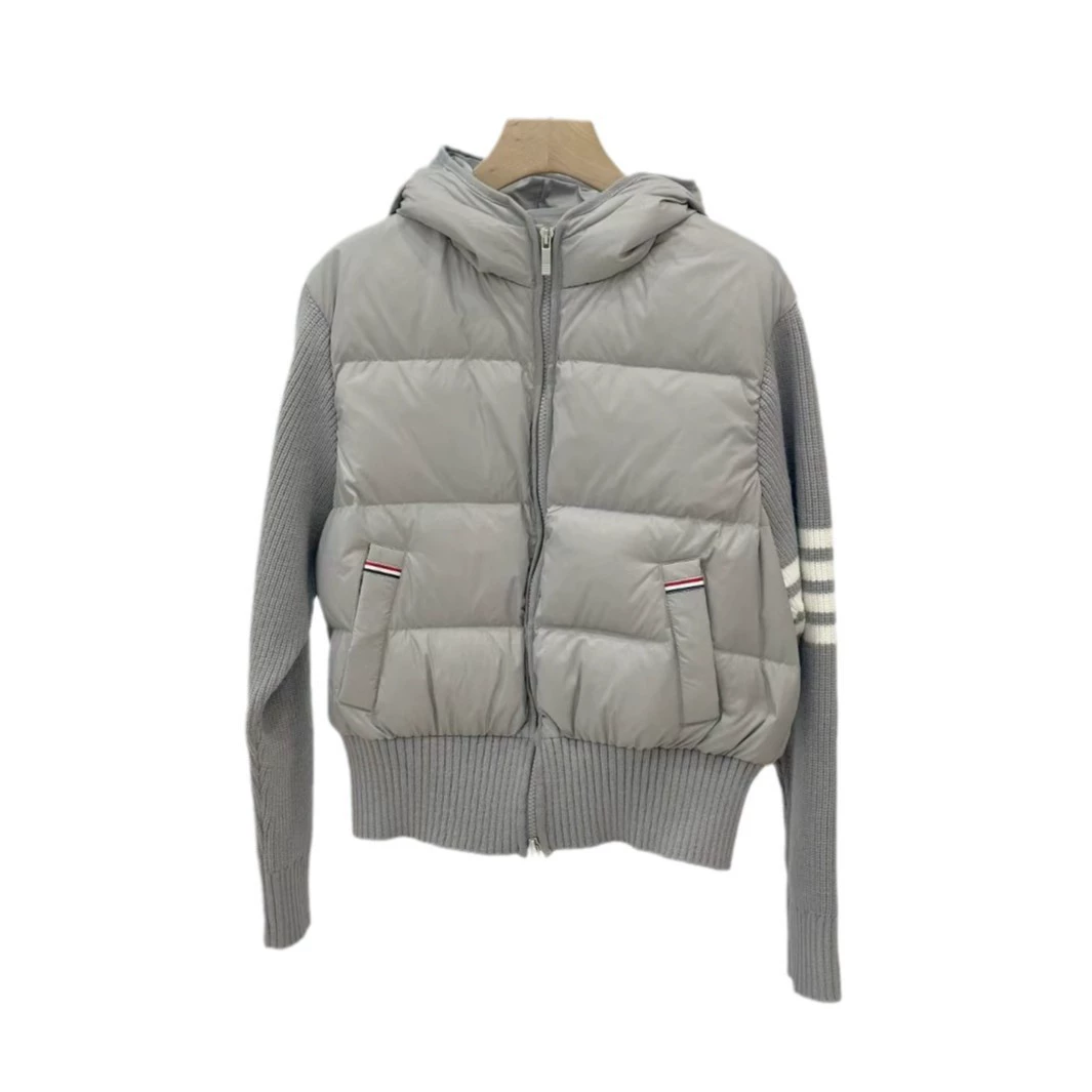 Winter knitted down jacket with hood, Korean style