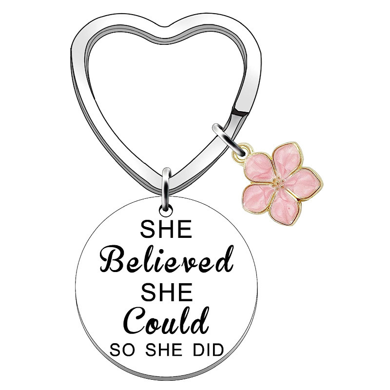 Stainless Steel Key Ring Woman Girl Gift Congratulations Gift for Daughter Girlfriend Peach Heart Keychain Gift