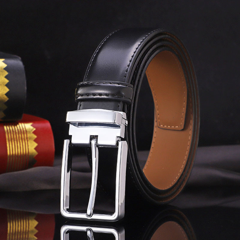 Leather Belt Men's Genuine Cowhide Men's Pin Buckle Belt Without Sandwich All-match Genuine Leather Korean Style Simple Fashion Business Trousers Belt