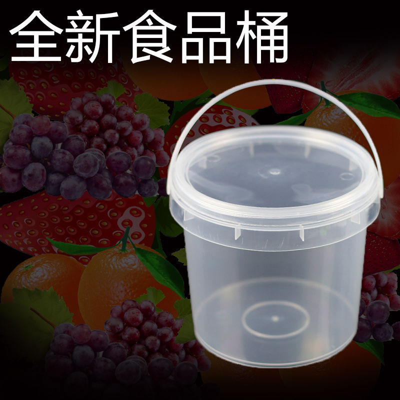 trumpet bucket With cover 2L transparent Plastic bucket Hand carry Fresh barrel commercial pack Jam ice cream food