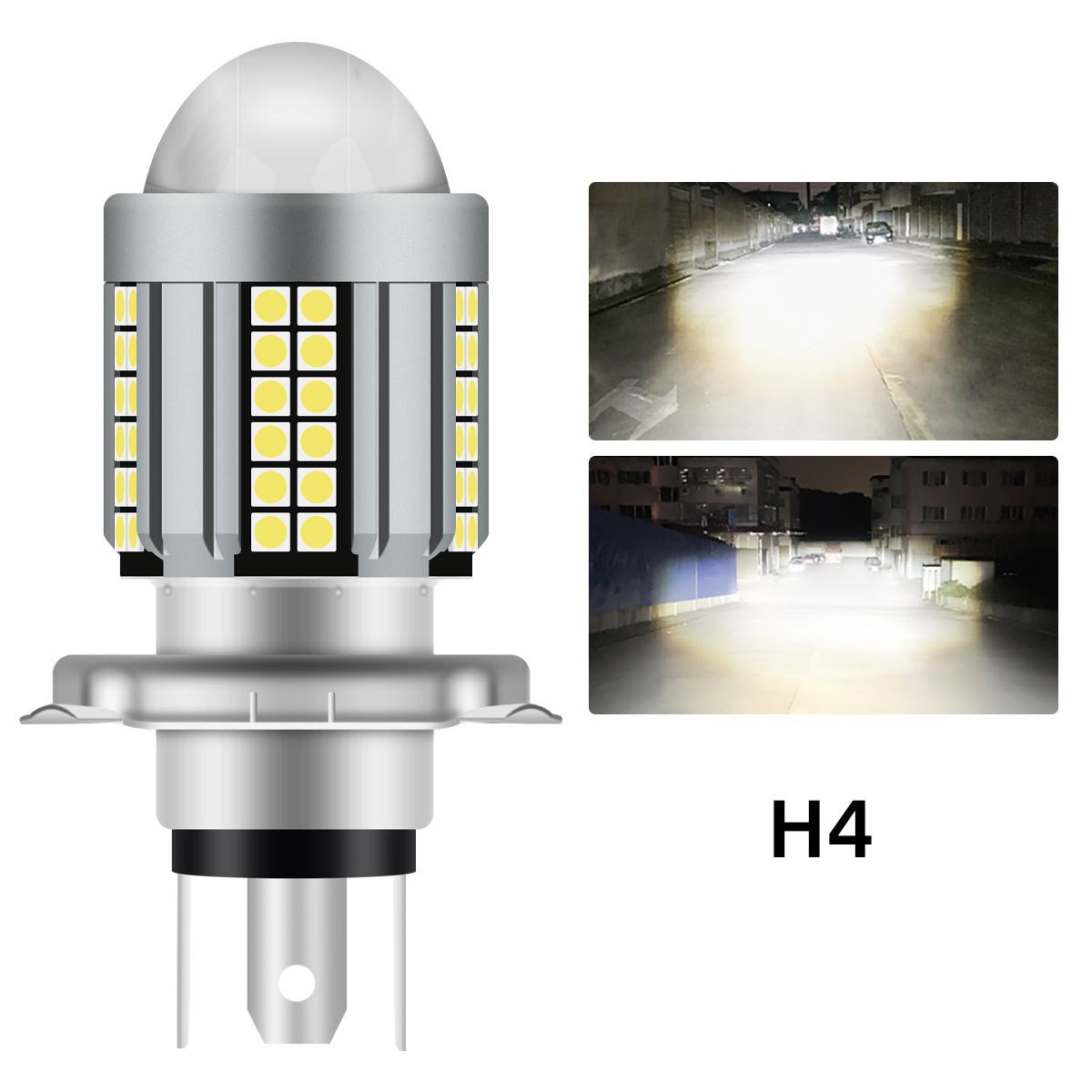 Cross-border motorcycle LED headlight H4 BA20D three-prong white and yellow dual-color integrated high and low beam electric vehicle spotlight