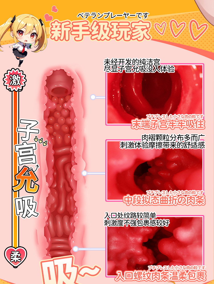 Male Masturbator TPE Manual Stroker with Dual-Tongue Vagina Simulation Channel — detail image 12