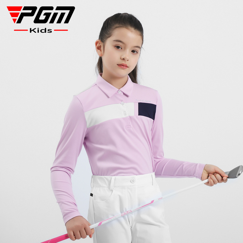 PGM 新品 兒童高爾夫服裝女童長袖T恤 高彈親膚 運動面料時尚百搭