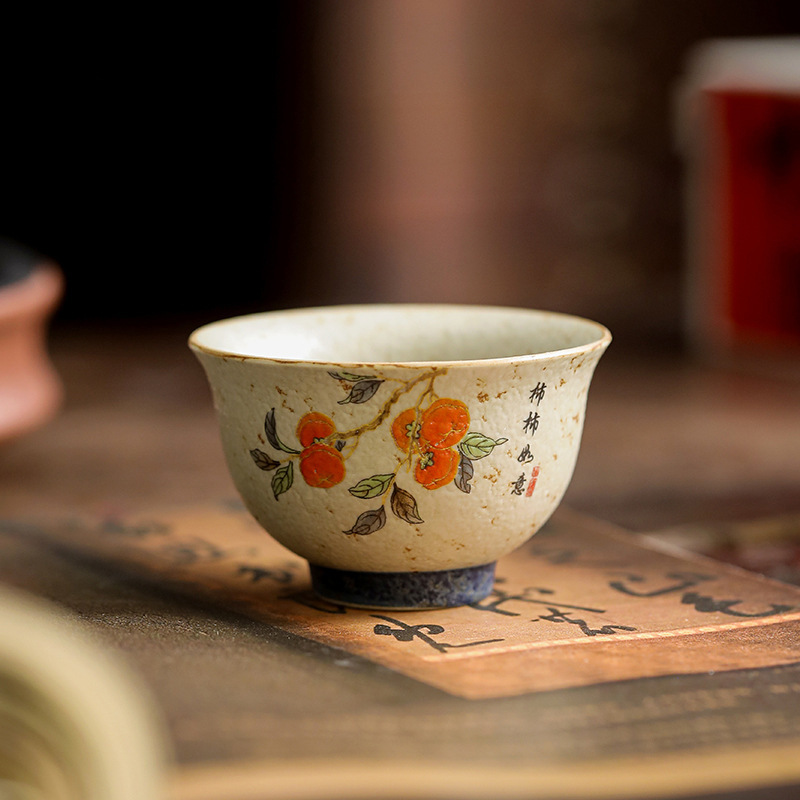 Firestone Red Persimmon Ruyi Tea Cup Ceramic Kung Fu Tea Cup Home Retro Personal Cup Master Cup Reverse Mouth Cup Firestone Red Persimmon Ruyi Tea Cup Ceramic Kung Fu Tea Cup Home Retro Personal Cup Master Cup Reverse Mouth Cup