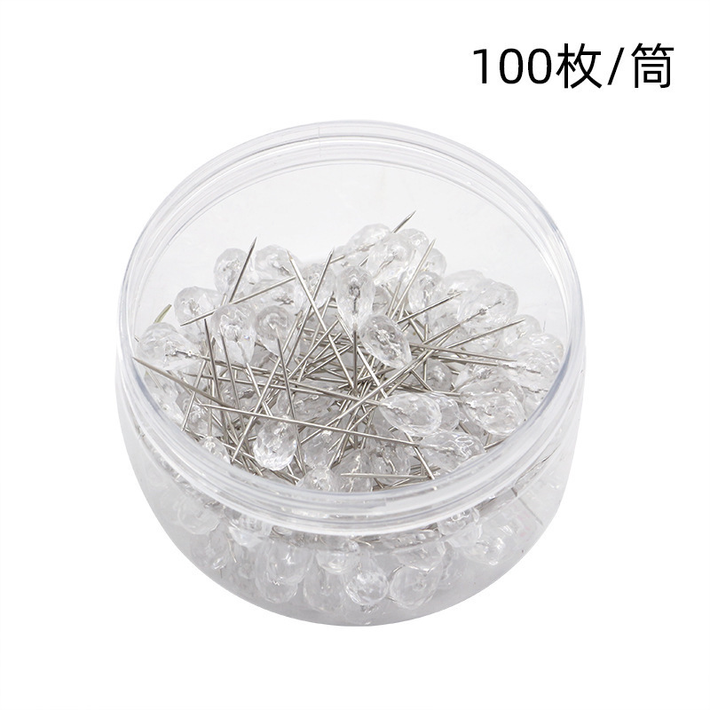 Aguja de diamante en forma de pera transparente posicionamiento de ropa en caja alfiler broche de alfiler grande transparente en forma de pera posicionamiento de alfiler recto