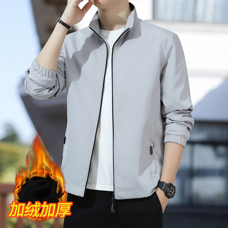 Otoño y invierno chaqueta de tamaño grande hombre otoño estilo coreano suelto de cuello vertical chaqueta de moda guapo chaqueta casual image 8