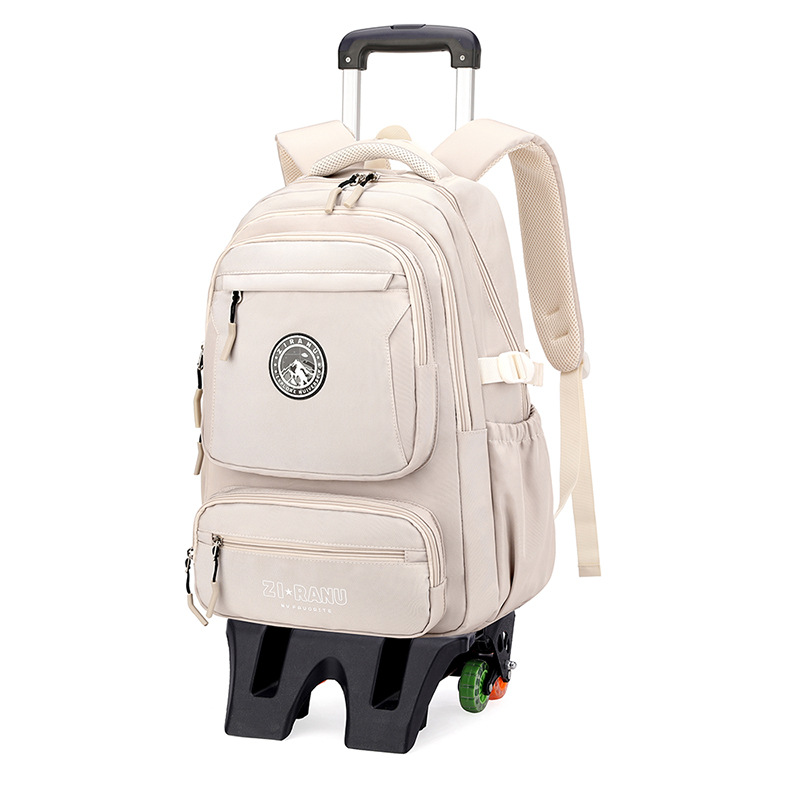 Mochila de tirón, caja de tirón, mochila escolar para niños de grado 3 - 6, estudiantes de secundaria masculinos con ruedas para subir escaleras de gran capacidad