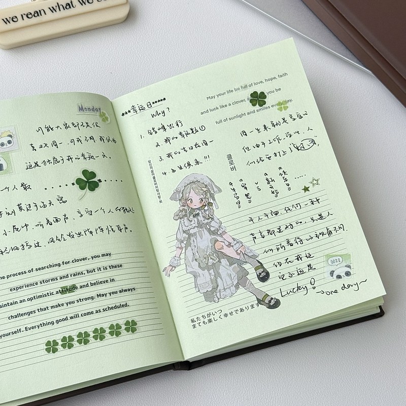 薄荷巧克力A6手帐本绿色内页小众高颜值ins学生日程记事笔记本子|undefined
