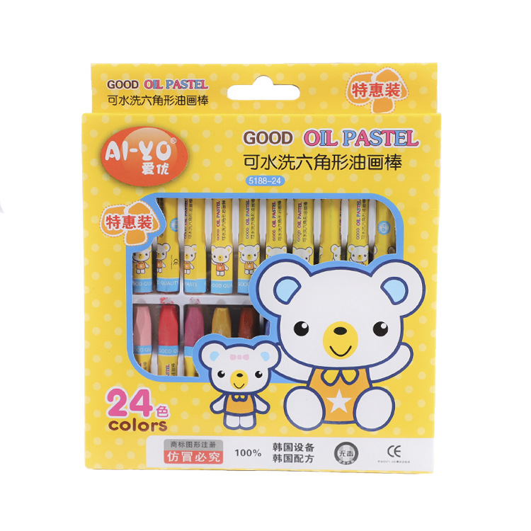 12 color palo de pintura al óleo traje de pintura de los niños de color crayón de Kindergarten graffiti cepillo estudiante suministros de arte al por mayor