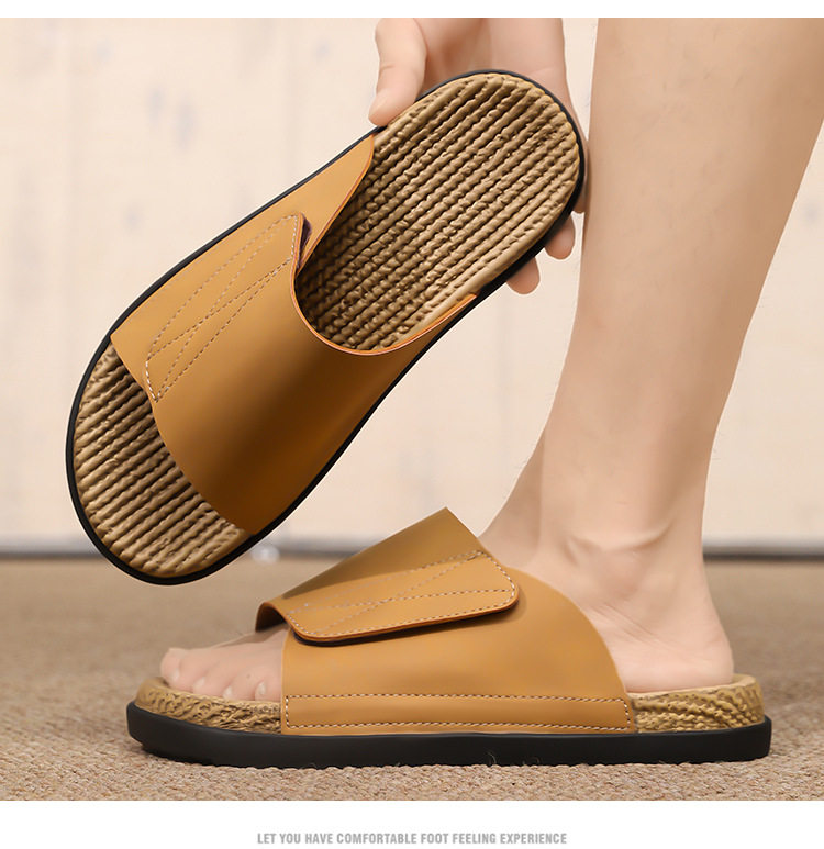Dép lê xỏ ngón nam cỡ lớn chống trượt, đế cao su bền, đi biển và thể thao ngoài trời mùa hè — Kaki, Màu be, Màu đen chi tiết 13