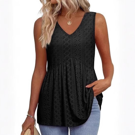 2025 New Cross-border Women's Vest Elegant Ruffled Top Women's Elegant Sleeveless V-neck Doll Vest