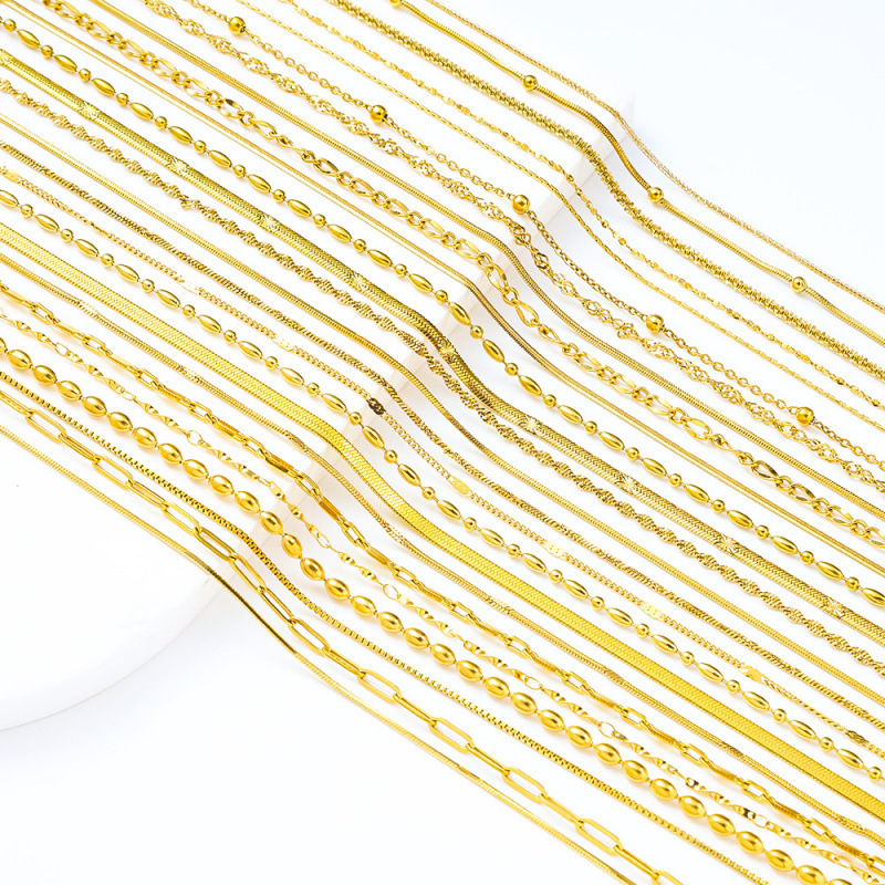 Stainless Steel Plain Chain Chain Furnace Vacuum Electroplating 18K Gold Necklace Twist Chain Snake Bone Chain Chain DIY Chain