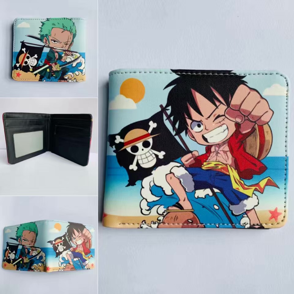 One Piece One Piece Cartera de dibujos animados japoneses Luffy Choba Solon plegable estudiantes PU cartera de cuero corta