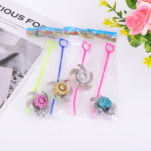 Electroplated plastic fingertip pull cord gyro pull rod inertia rotating alloy gyro toy gift
