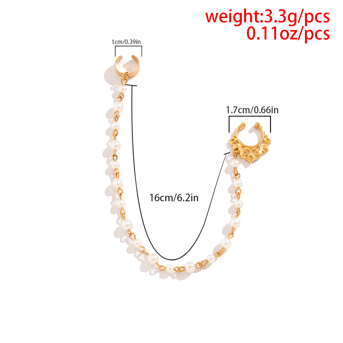 Retro Geometric Imitation Pearl Iron Plating Nose Ring