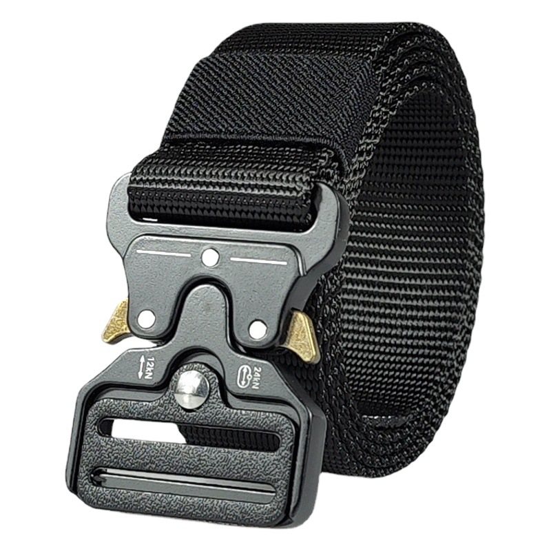 En stock suministro de cuentas patrón nylon cinturón táctico hombres al aire libre ventiladores militares multi-funcional aleación hebilla cinturón de lona