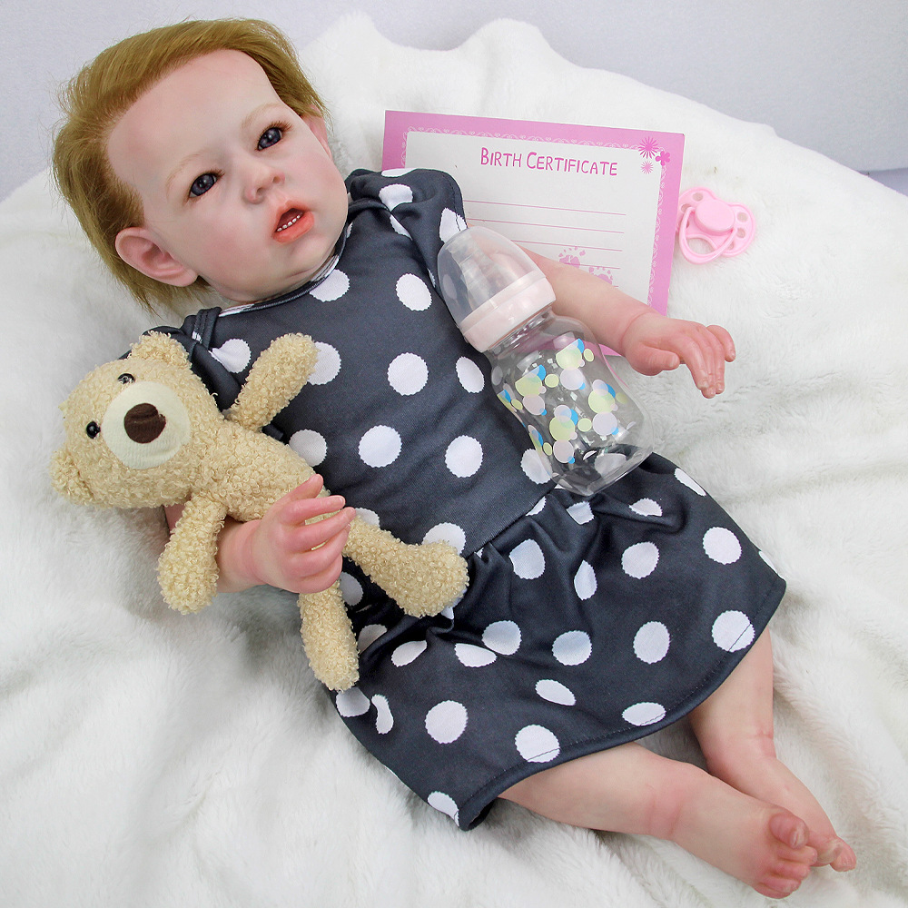 Muñeca renacida realista 55cm muñeca renacida pura hecha a mano todo el cuerpo suave Liam pintado renacido imitación de bebé