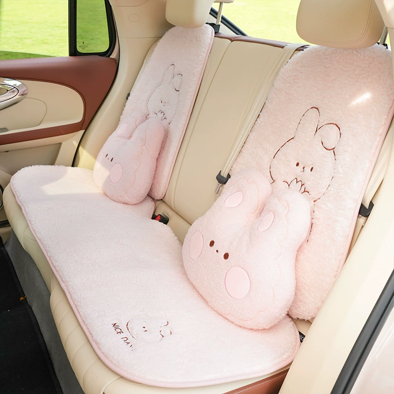 Автомобильная подушка для сидения осенью и зимой плюшевый милый кролик для автомобиля теплый нескользкий чехол для сиденья креативный мультфильм коврик для сиденья