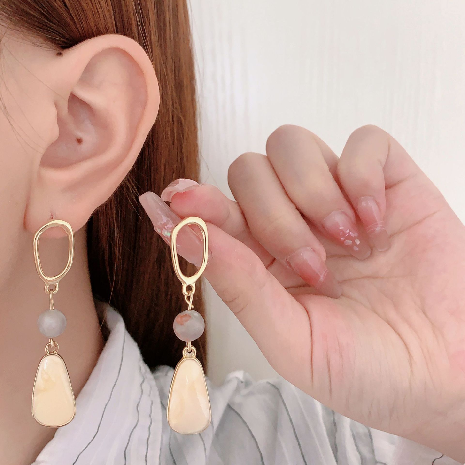 Long matte retro brand earrings