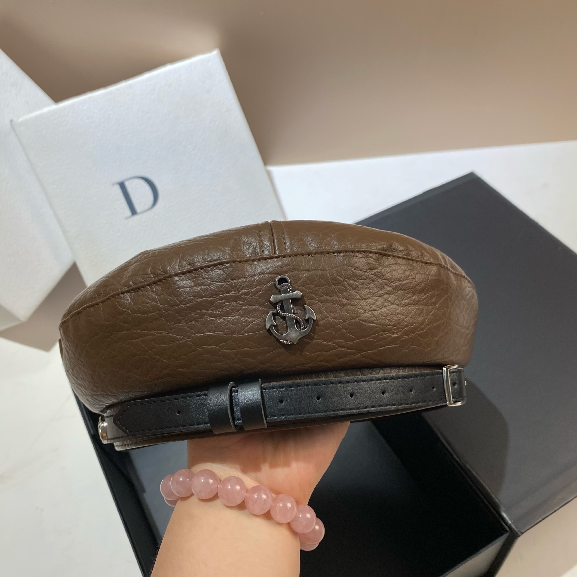 Ceinture de Style britannique de haute qualité, bérets pour hommes et femmes, chapeau de peintre en cuir à motif litchi personnalisé et à la mode, printemps_voghion.com