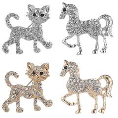 国境を越えた売れ筋子猫馬ブローチ高級合金動物コサージュ干支ピン衣料品アクセサリー卸売