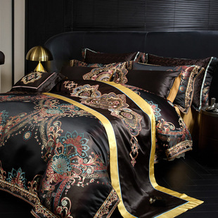 European Jacquard Wedding Bedding Four-Piece Set High-Precision Satin Villa High-End Luxury Sixty-Eighty-Piece Set