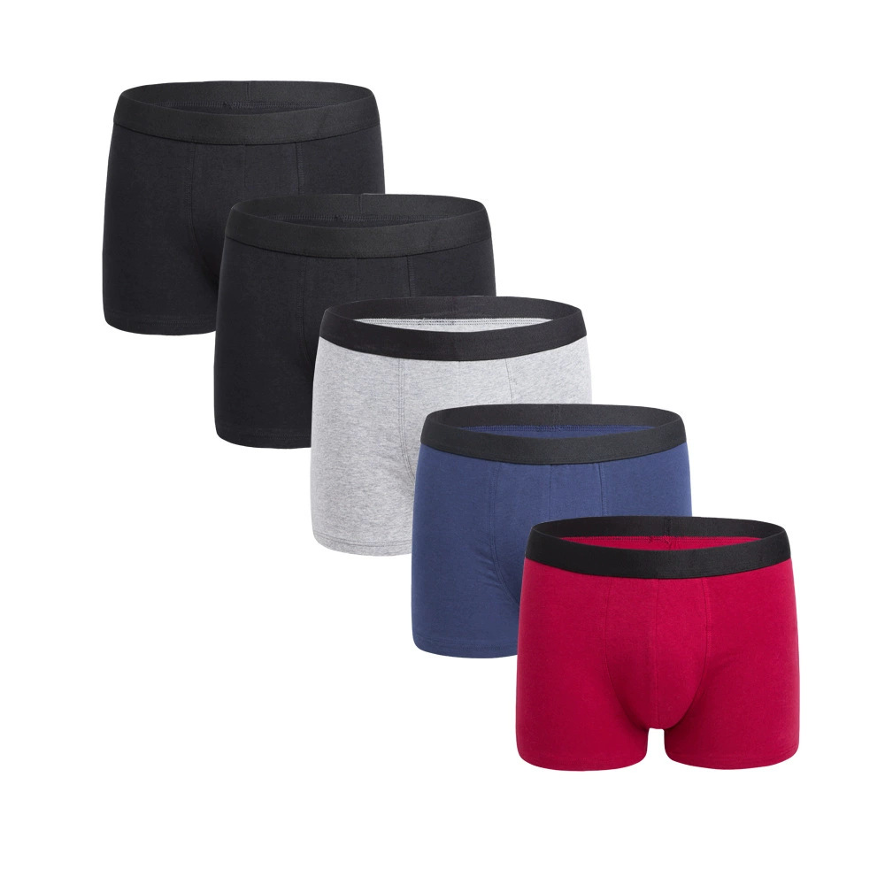 European and American men's underwear, boxer briefs for larger men, solid color, breathable, comfortable, athletic four-corner shorts, cross-border