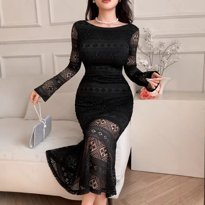 2026 Women's Round Neck Long Sleeve Mesh Bodycon Dress Elegant Party and Night Out Fashionable Women's Hip-Hugging Dress 2026 Women's Round Neck Long Sleeve Mesh Bodycon Dress Elegant Party and Night Out Fashionable Women's Hip-Hugging Dress