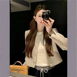 名媛小香风外套女春季复古显瘦感2026小个子韩系千金短款上衣欧美