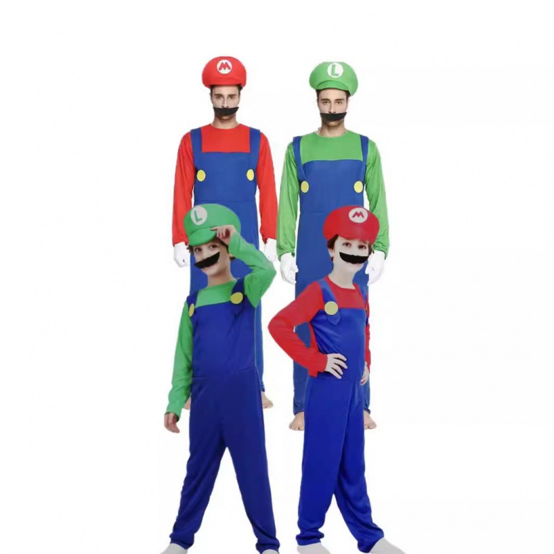 Halloween cosplay Anime Costume Parent-Child Cosplay Children Mario Clothes Super Mary Costume