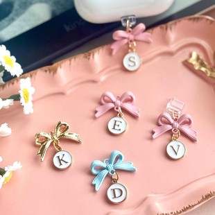 Cross-border mobile phone dust plug diy26 English letter pendant bow mobile phone dust plug couple pendant