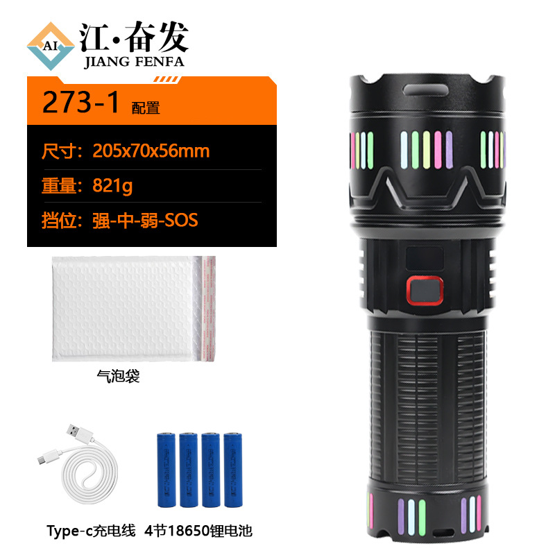 Nuevo cañón de explosión de luz fuerte transfronterizo, súper brillante, recargable, batería de larga duración, linterna de zoom de largo alcance para el hogar al aire libre