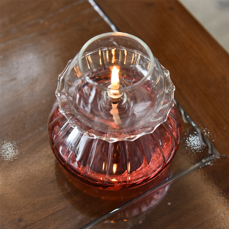 Creativo transparente hecho a mano de cristal candelabro vintage decoración del hogar lámpara de aceite vintage lámpara de aceite Antracita