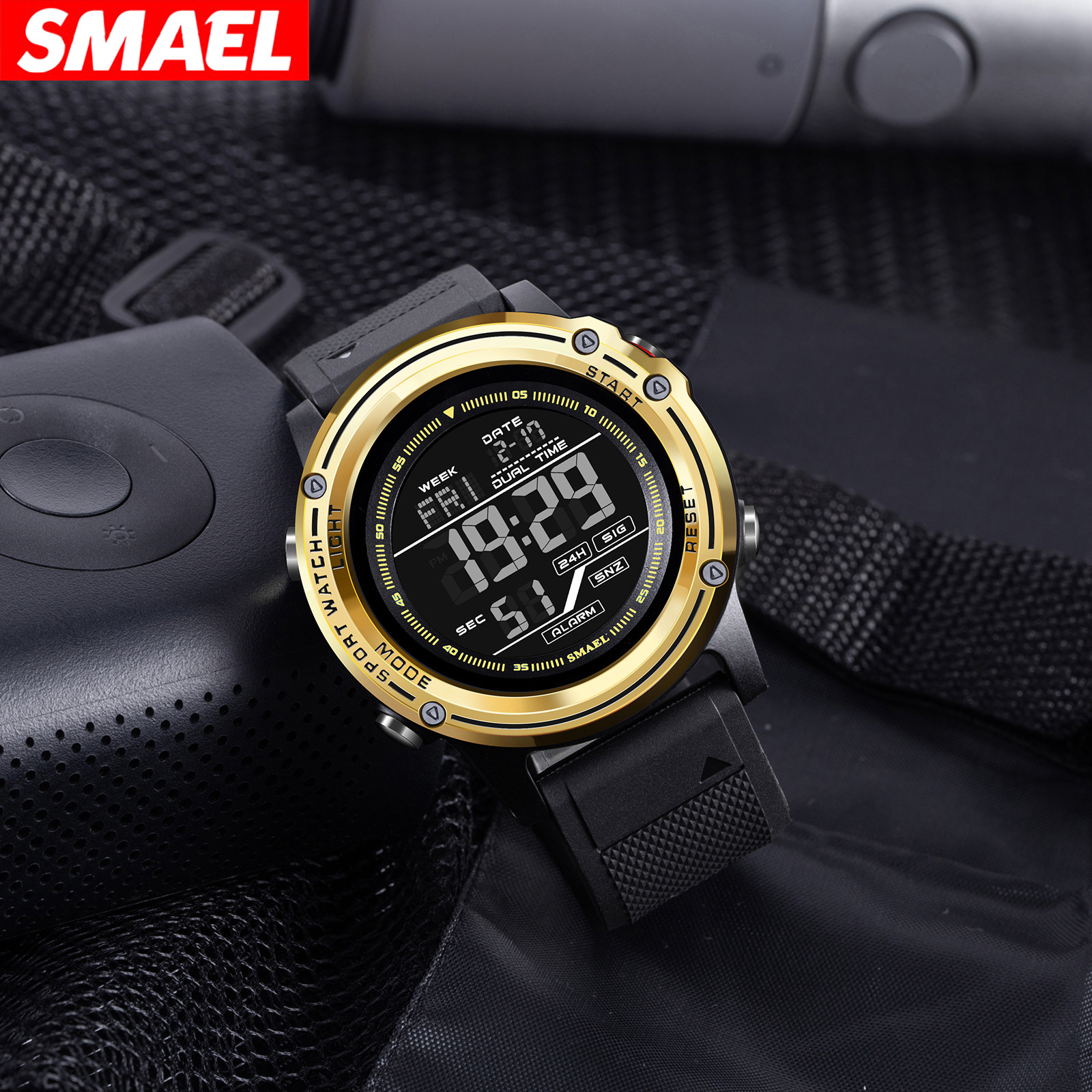 SMAEL reloj deportivo de pantalla única al aire libre estilo callejero personalidad impermeable reloj electrónico para hombres y mujeres