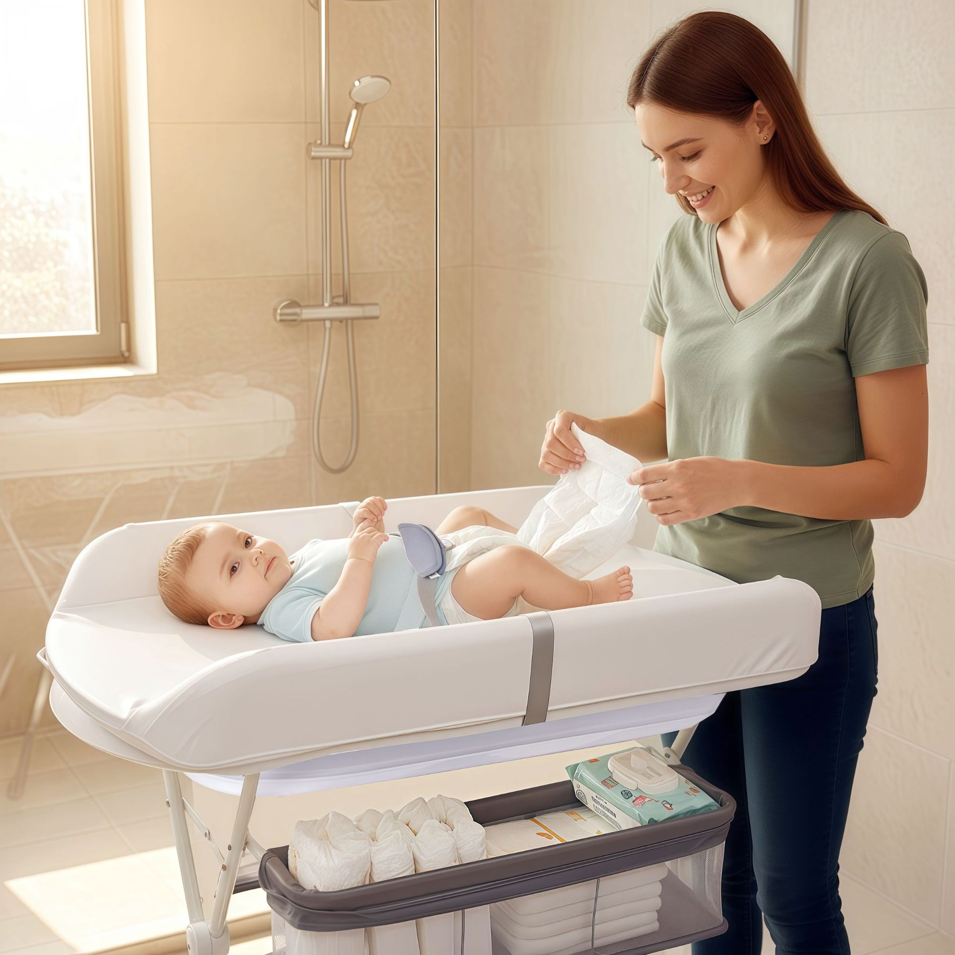 Two-In-One Newborn Diaper Table, Multi-Functional Home Care Table, Convenient Folding, Removable and Easy to Change Diapers