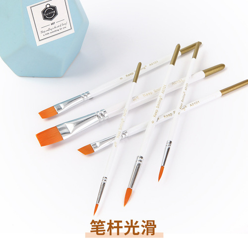 Manufacturer wholesale multifunctional oil paint brush set 6 white pole nylon hair brushes gouache watercolor acrylic brushes