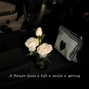 Cross-Border Car Ornaments, High-End Light Luxury Car Accessories, Car Center Console, Cute Vase, Roses