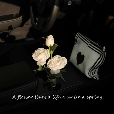 Cross-Border Car Ornaments, High-End Light Luxury Car Accessories, Car Center Console, Cute Vase, Roses