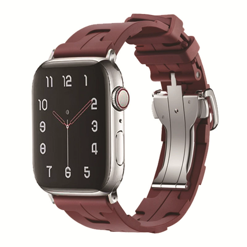 Подходит для Apple Watch 9 / Apple Watch Hermes силиконовый ремешок с складной бабочкой Caps Ultra SE